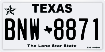 TX license plate BNW8871