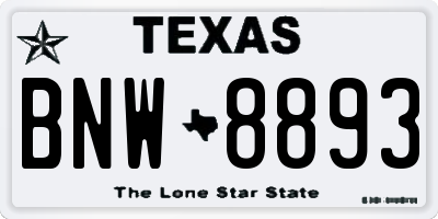 TX license plate BNW8893