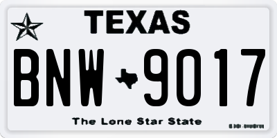 TX license plate BNW9017
