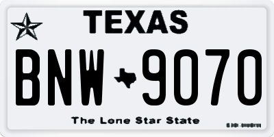 TX license plate BNW9070