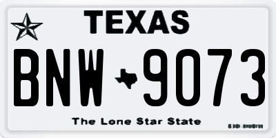 TX license plate BNW9073