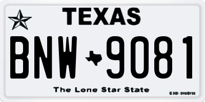 TX license plate BNW9081
