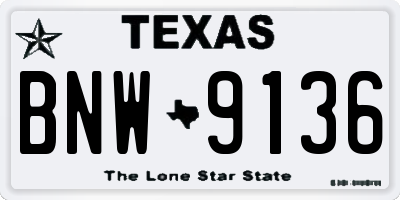 TX license plate BNW9136