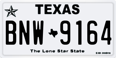 TX license plate BNW9164