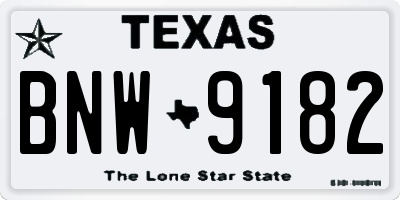 TX license plate BNW9182