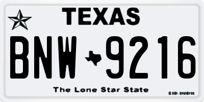 TX license plate BNW9216