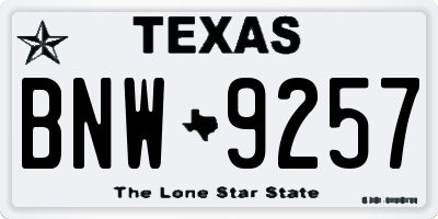 TX license plate BNW9257