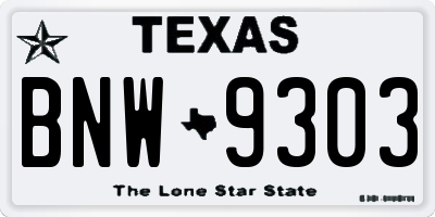 TX license plate BNW9303