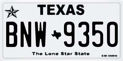 TX license plate BNW9350