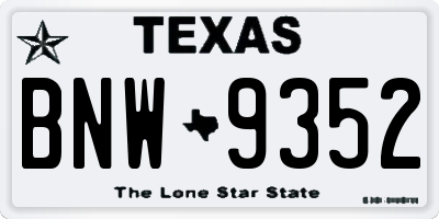 TX license plate BNW9352