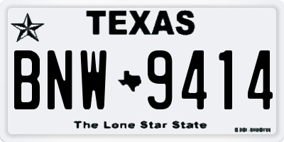 TX license plate BNW9414