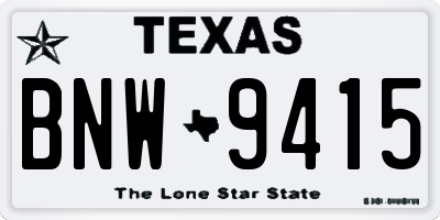 TX license plate BNW9415