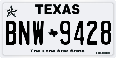 TX license plate BNW9428