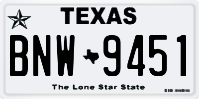 TX license plate BNW9451