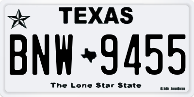 TX license plate BNW9455