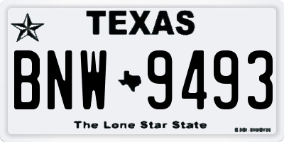 TX license plate BNW9493