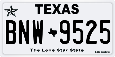 TX license plate BNW9525