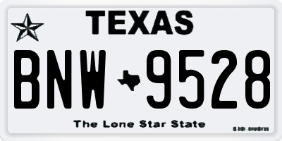 TX license plate BNW9528
