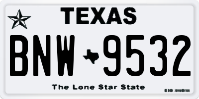TX license plate BNW9532