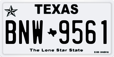 TX license plate BNW9561