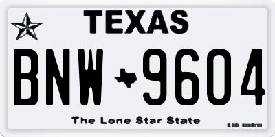 TX license plate BNW9604