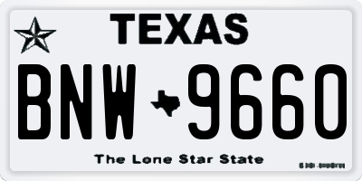 TX license plate BNW9660