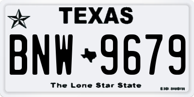TX license plate BNW9679