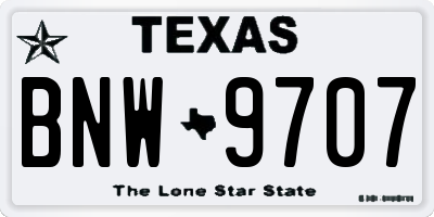 TX license plate BNW9707
