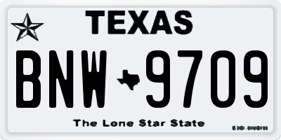 TX license plate BNW9709