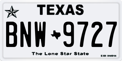 TX license plate BNW9727
