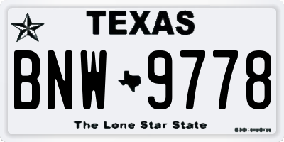 TX license plate BNW9778
