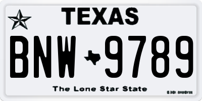 TX license plate BNW9789