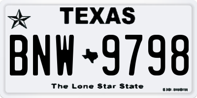 TX license plate BNW9798