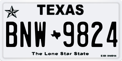 TX license plate BNW9824