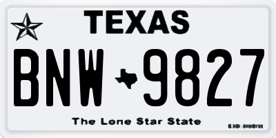 TX license plate BNW9827