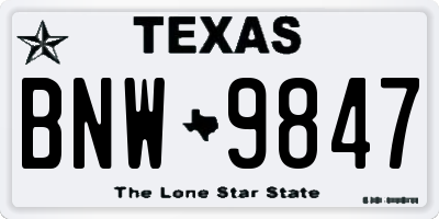 TX license plate BNW9847