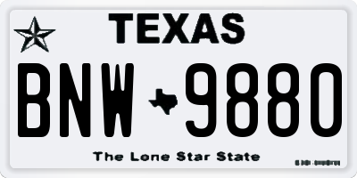 TX license plate BNW9880
