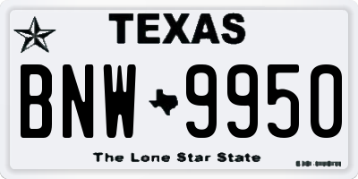 TX license plate BNW9950