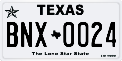 TX license plate BNX0024