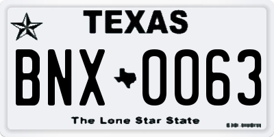 TX license plate BNX0063
