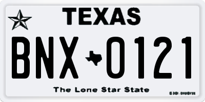 TX license plate BNX0121