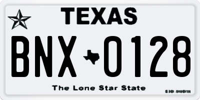 TX license plate BNX0128