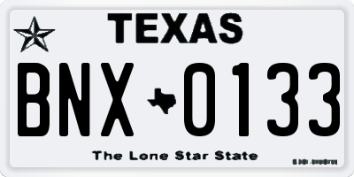 TX license plate BNX0133