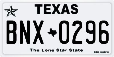 TX license plate BNX0296