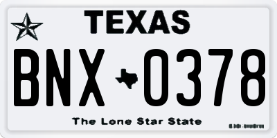 TX license plate BNX0378