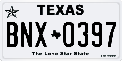 TX license plate BNX0397