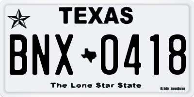 TX license plate BNX0418