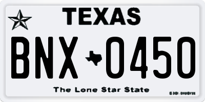 TX license plate BNX0450