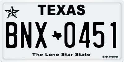 TX license plate BNX0451