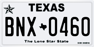 TX license plate BNX0460